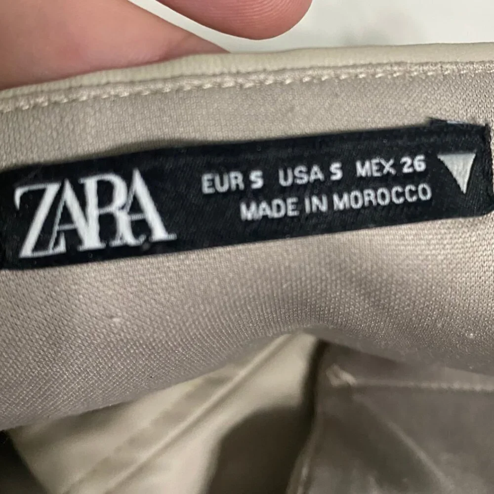 Zara Faux Leather Cream Colored Crop Tank Top with Adjustable Straps, Size S - Picture 9 of 9